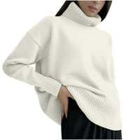 Ženski dugi rukav džemper dugih rukava modni prevelirani povremeni pleteni dukseri