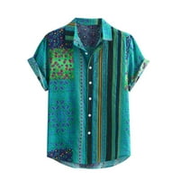 Šareni labavi gumbi rukav muška majica za bluze pruge ljetna kratka muška bluza cora gumb majice
