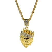 Ogrlice od Feledorashia za žene Valentinovo Pokloni Puni zaseljeni Rhinestone Lion Tag Privjesak kubanskog