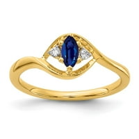 14k žuto zlato Real Diamond & Sapphire Ring