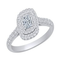 Princeza i okrugli rez bijeli dijamantski dijamantski zaručni zaručni prsten u 14k bijelo zlato s prstenom
