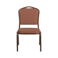 Offe Crown Back Slagač banket stolice sa smeđom tkaninom i 2,5 '' debelim sjedalom - Okvir bakra