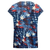 Feternal ženske čipke otisnute dan neovisnosti kratki rukav majica V izrez T-majica Dressy Bluze za