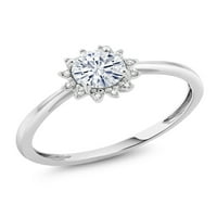 Gem Stone King 10k bijeli zlatni dijamantni zaručnički prsten zauvijek jedan krug 0,50cttw Moissinite