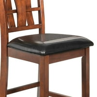 Zkupna drvena stolica za naslon za letnje, sjedalo od kože, set od 2, smeđe, crne- saltoro sherpi