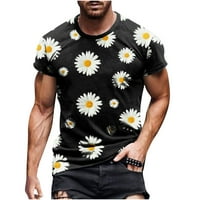 Muškarci Casual Okrugli izrez Cvijet 3D digitalni ispis Pulover Fitness Sportski šorts rukavi majica