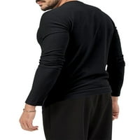 Muške vrhove mišićne majice s dugim rukavima, pune boje T majice Muške modne majice za odmor Tee crna