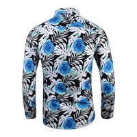 Košulje za muškarce odjava s dugim rukavima odštampana rever cvjetni plus veličina košulja plavi xl
