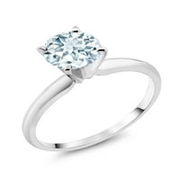 Gem Stone King 18k Bijelo zlato nebo Plavi akvamarinski ženski zaručni prsten