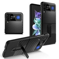 Allytech za Samsung Galaxy Z Flip 5G Case sa ugrađenim magnetskim kickstandom, luksuzno karbonska vlakna