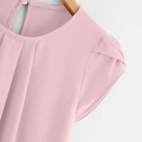 Kratke majice za latice ženske bluze Dressy Casual Ljeto Comfy tunike Plus veličine Široka čvrsta vrhova