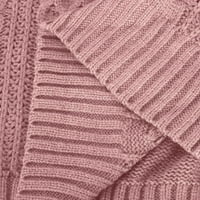 Dukseli Wavsuf za žene plus veličine casual V-izrez čvrsta pletena zimska čišćenje ružičaste džempere