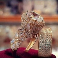 Prsten za anksioznost za žene ruže bijeli kameni prsten, ručno izrađeni rez, vjenčani angažman nakit
