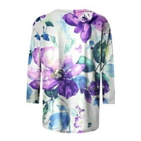 Vruća prodaja ženske vrhove modne tiskane majice rukava s bluzom okrugli vrat casual vrhovi