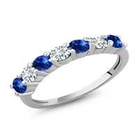 Gem Stone King Sterling Silver Round Blue Sapphire G-H Lab Grown Diamond Rolling Ring za žene