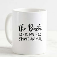 Šolja kafe plaža je moj duh životinjski sunčani ljetni smiješni bijeli kup smiješni pokloni za rad u