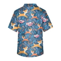 Muške polo majice stabilna odjeća Muški kratki rukav V izrez Male životinje Ispis džepnog džepa njegovateljica Top plava 4xl