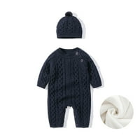 FZM Christmas Toddler Baby Girls Boys Solid Spring Winter Dugi rukav gumb Debeli pleteni džemper rub