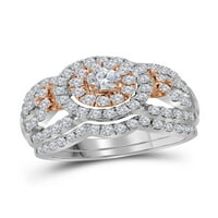 Dijamantna princeza 14KT Dvo-tonski zlatni okrugli dijamant Bridal Set za venčani prsten 1- CTTW