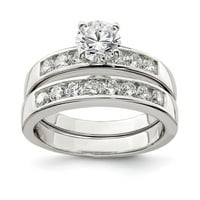 Bijeli sterling srebrni prsten za prsten za angažman kubic cirkonij cz Clear