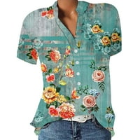 HHEI_K Bluze za žene Dressy Ležerne prilike za ženska majica kratkih rukava do vrha ljetne cvjetne ženske poslovne majice