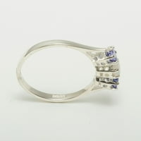 9k bijeli zlatni Opal i tanzanitni prsten Ženski prsten - veličine 11,75
