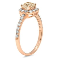 1.23CT Princess Cut Yellow Moissine 14K Rose Gold Gold Anniverment HALO prsten veličine 5.25