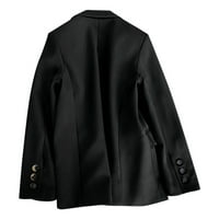 Wyongtao ženske casual Blazers džepovi s dugim rukavima Otvoreno prednji radovi Kancelarijski jakni kaputani gumb Dugi blejler za poslovne, crna m