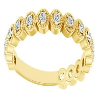 Okrugli rezani bijeli prirodni dijamantni prsten za prsten u 14K čvrstog žutog zlata, veličina prstena-10.5