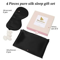 Svileni jastuk PiccoCasa s poklopcem za oči za kosu i kožu, crni standard