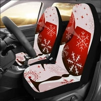 Set autohtove zasjedanja Božićne crvene naočale Snowflakes Universal Auto Prednja sjedala Zaštitnici