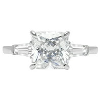CT briljantan Asscher Cleani simulirani dijamant 18k bijeli zlatni prsten s tri kamenog prstena SZ 6.25
