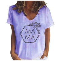 Mama majica za žene Majčin pokloni majica mama smiješnih vrhova ties kratki rukav V-izrez Poslovna majica
