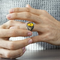 Xinqinghao Vintage Veliki ovalni prirodni kameni prstenovi Muški vintage umetnuli žuti crveni cirkon mrav prstenovi ženske vjenčane prstenove srebro 8