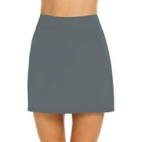 Duge suknje za ženske ležerne suknje sa čvrstim tenisom Yoga Sport Active suknje Skrart suknje siva