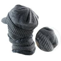 Rosarivae Knit Hat Muškarci Koristite plišanu zaštitu od živice zimske drži topla glavu i vrat toplije dvodijelni šešir i bib