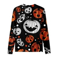 Halloween odjeća za žene Ženski dugi rukav Halloween Print okrugli vrat Pulover Top bluza Ginger XL