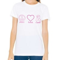 Ženska majica mir ljubav izliječenje do dojke svijesti o raku Tee Siva s