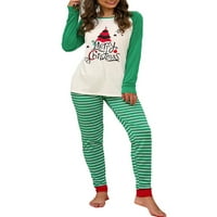 Uerlsty Women Božićne tiskane majice Striped pantalone pidžamas set pidžamas Spavaće odjeće PJS