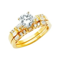 Jewels 14k žute zlatne dame Kubični cirkonijski CZ Vjenčani opseg i angažman mladenkina prstena Dvije