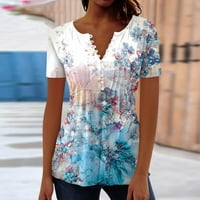 Feterrnal ženska bluza za bluza Retro Print kratki rukav casual osnovni okrugli vrat Redovito Top Bluze