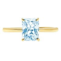1.0ct blistav rez plavi simulirani dijamant 14k žuti zlatni godišnjički angažman prsten veličine 5,25