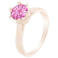 Ružičasti turmalin 14K ružičasto zlato preko sterlinga srebrnog solitaire prstena CTTW-8