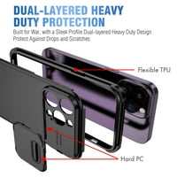 FEishell futrola Fit za Apple iPhone Pro, zaštita od kapljeza za zaštitu kamere kliznu zaštitu dvostruko slojevi fleksibilni TPU + tvrda ogrebotina otporna na ultra tanki telefon, crni