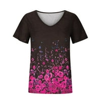 Drindf ljetna casual bluza za žene Trendy V izrez TUNIC košulje Labavi fit cvjetni tisak kratkih rukava