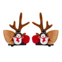 Deyuer Par božićne kopče crtani dekor plišane uši jelena Antler Slatka proklizavajuća oprema za kosu