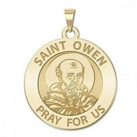 Saint Owen Vjerska medalja Veličina nikla -Solida 14k bijelo zlato