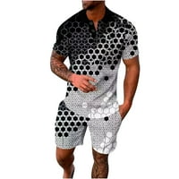Yuwull Muške setovi odjeće za golf košulju ljetni trenerke casual set kratki rukav i kratke hlače za muškarce bijele boje