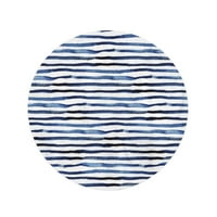 Okrugli plažni ručnik pokrivač vodenikolor linearne indigo plave nepravilne linije shibori Moderni šareni