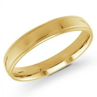 Milgrain Edge Classic Muški vjenčani prsten za vjenčanje u 14K žutom zlatu - veličine 3,25